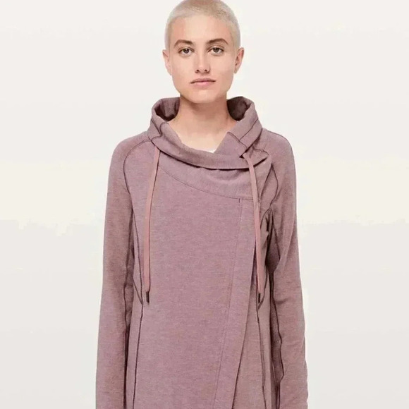 Lululemon "Coast Easy " long sleeve Heathered Misty Merlot long sleeve wrap 8 - Picture 1 of 4